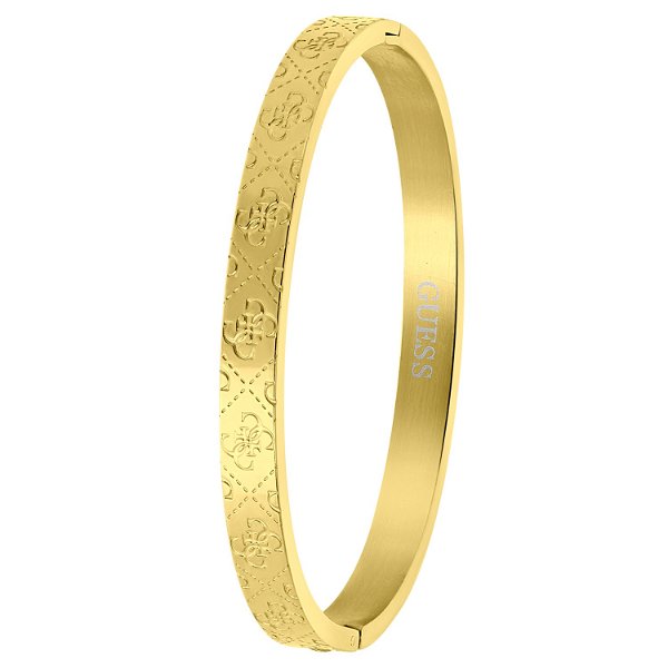 Datatrics_Guess stalen goldplated bangle armband 4G logo